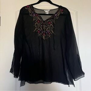 Allison Taylor Black Sheer Blouse